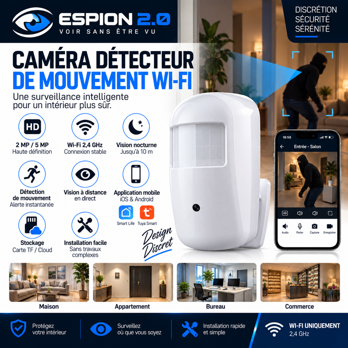 Caméra Wi-Fi détecteur de mouvement